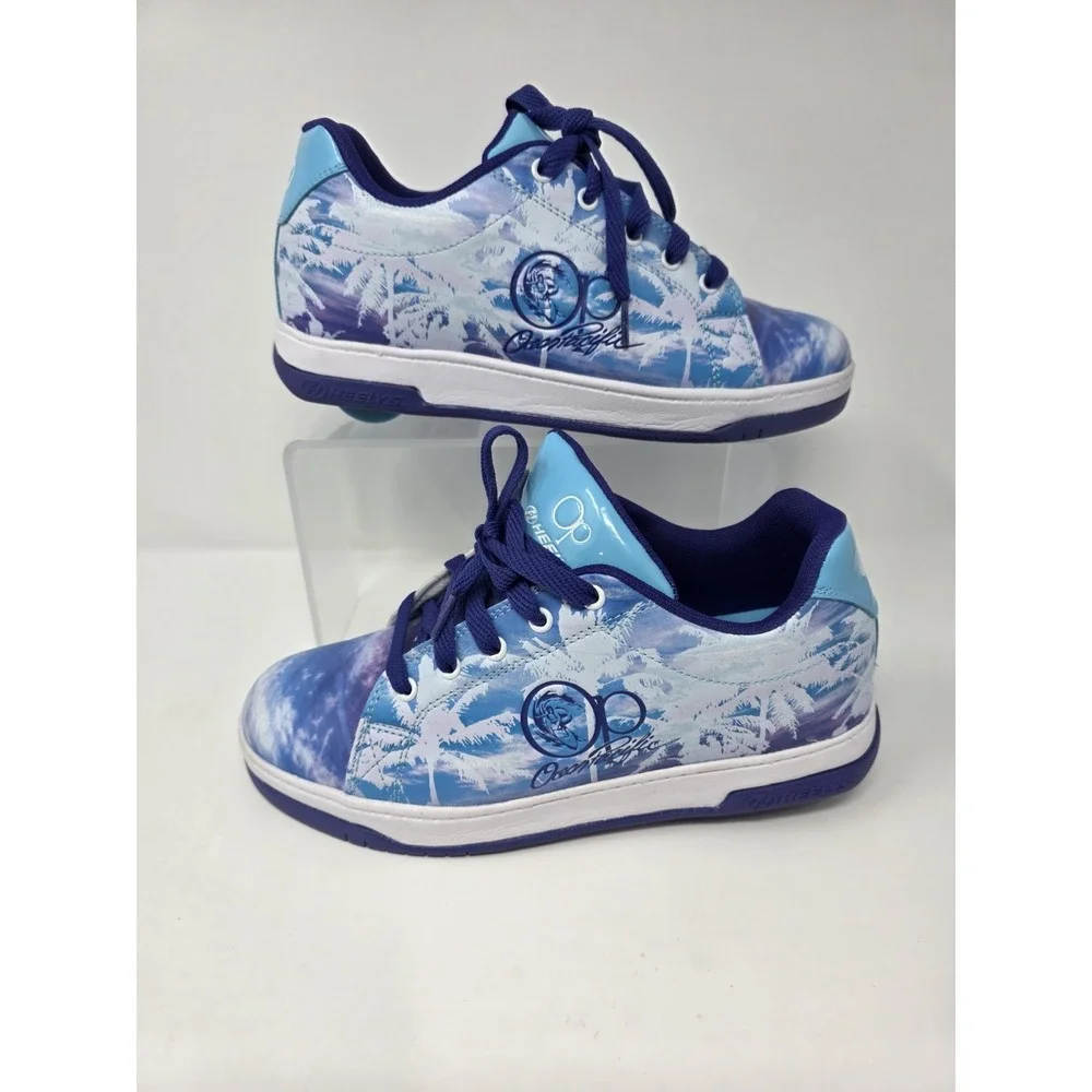 Heelys Ocean Pacific OP Split Low Roller Shoes Blue Palm Print Mens US 8 Womens